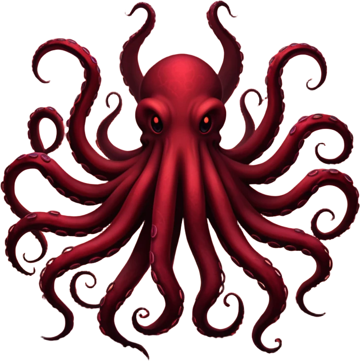 A giant shadow creature with spreading tentacles in a red stormy sky emoji