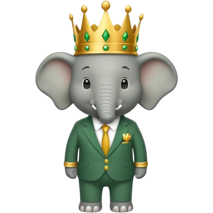 Babar the elephant cartoon character with crown and green suit emoji
