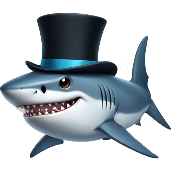 Shark with a top hat emoji
