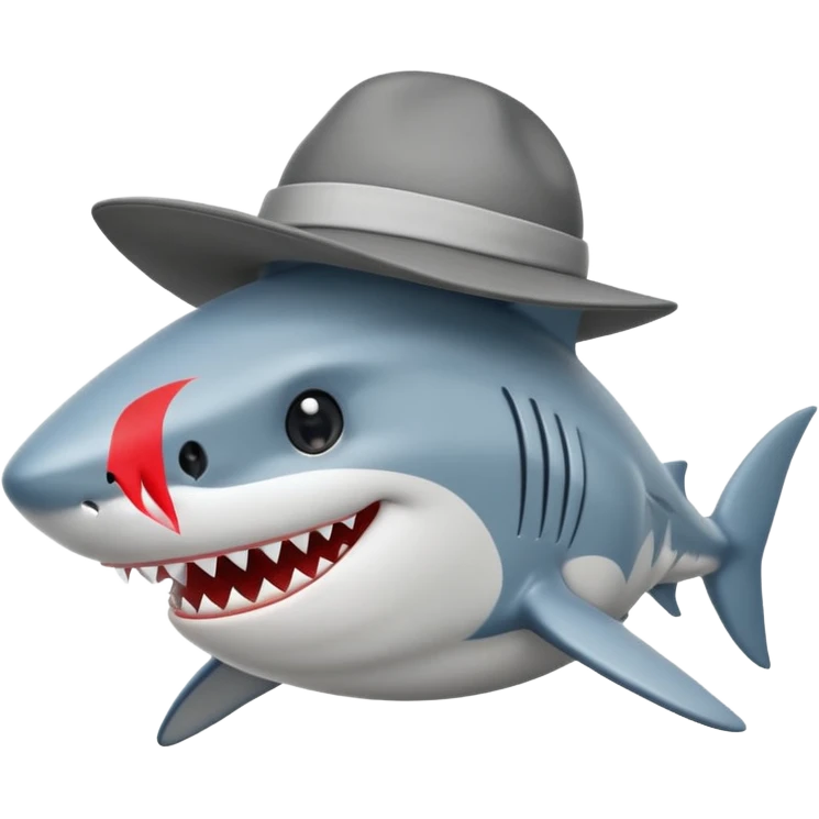 shark wearing a hat emoji