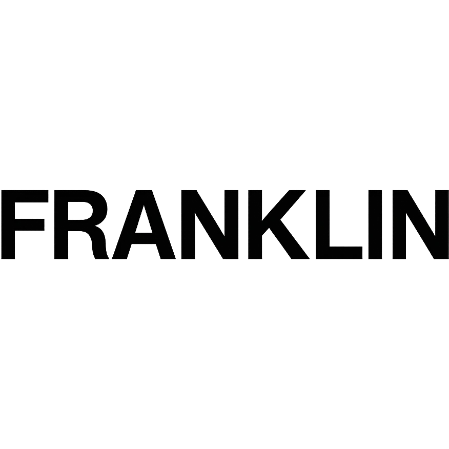 word mark of 'FRANKLIN' in all uppercase, Helvetica-style startup font, minimalist, pure black emoji