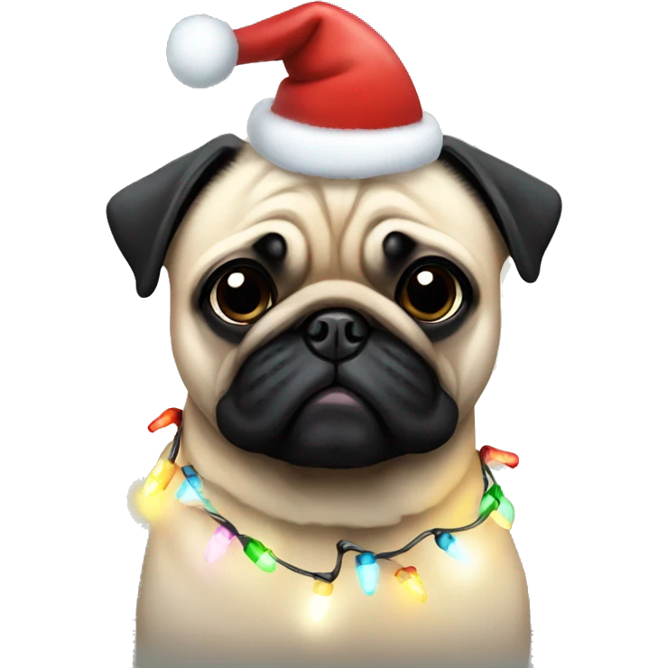 Pug wearing Christmas lights emoji