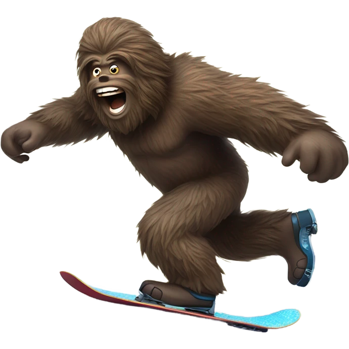 Bigfoot on a snowboard emoji