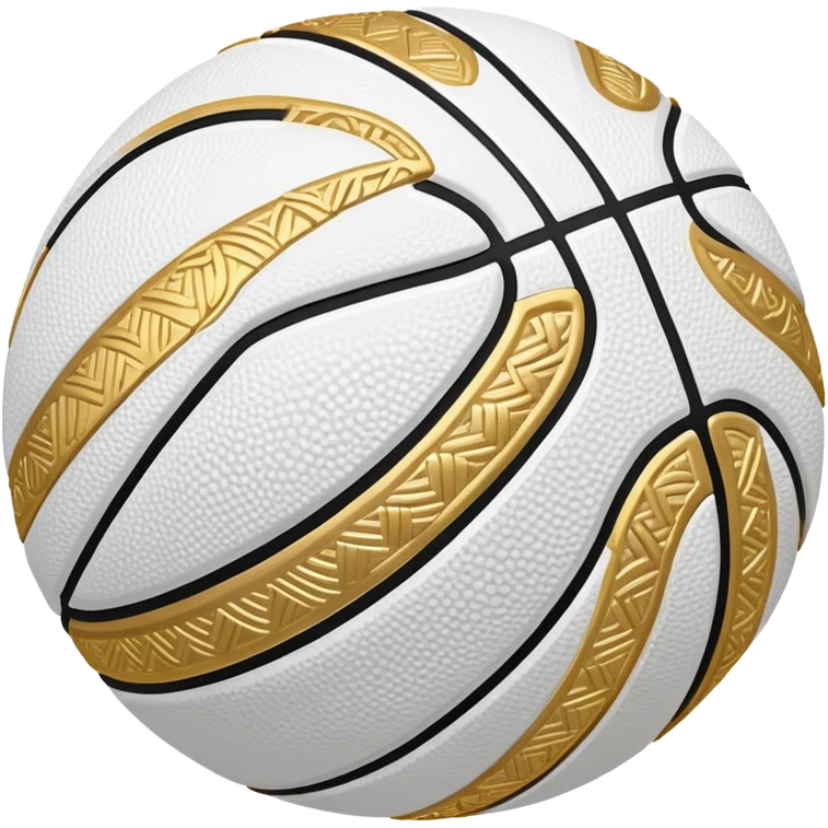 White basketball with golden decorative patterns emoji