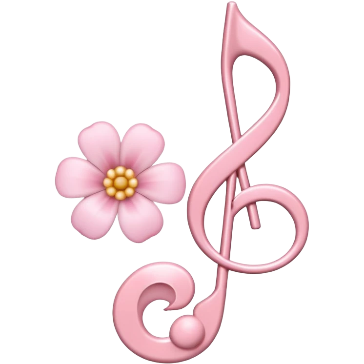 Pale pink music note with pale pink flower emoji