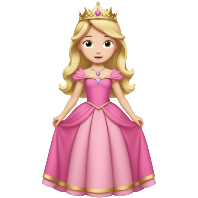 Princesa aurora Disney com vestido gcom uma tiara pequena e corpo inteiro, emoji