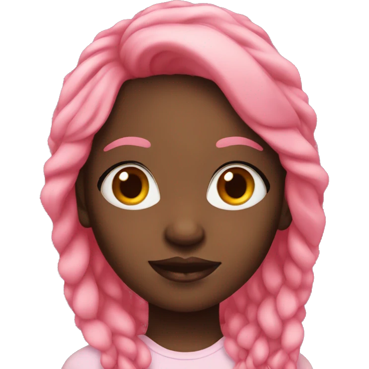 black girl with long pink hair emoji