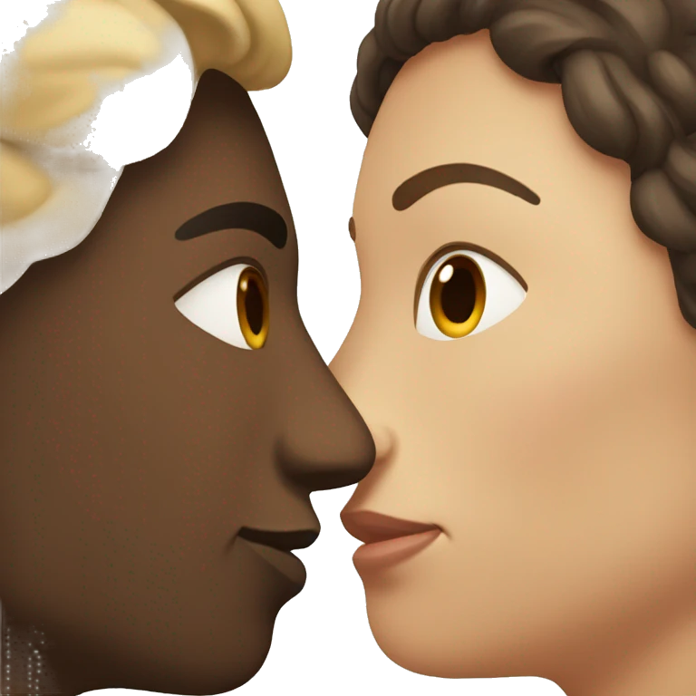 Couple kissing both have dark brown hair  emoji