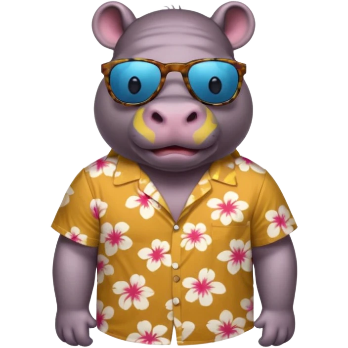 hippo with aloha shirt wearing sunglasses emoji