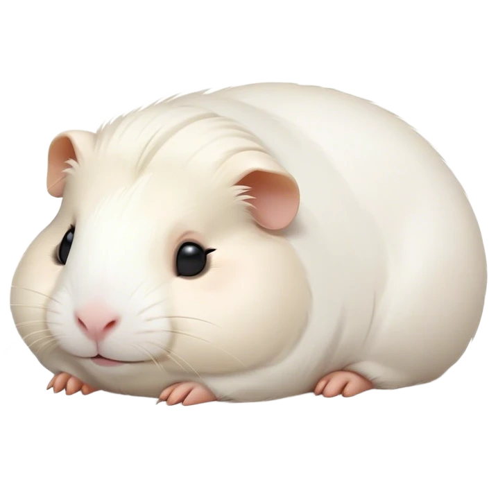 Meme-Worthy Cute Sleeping White Guinea Pig Portrait Emoji, Head resting peacefully with a contented smile, showcasing a delightfully chubby build and a luxuriously soft pure white fur, eyes shut in a serene, cozy nap, Simplified yet hilariously adorable features, highly detailed, glowing with a soft, drowsy light, high shine, relaxed and utterly lovable, stylized with an air of playful laziness, bright and heartwarming, soft glowing outline, capturing the essence of a comically sleepy guinea pig, so meme-worthy it feels like it could instantly become the next viral sensation of adorable slumber! emoji