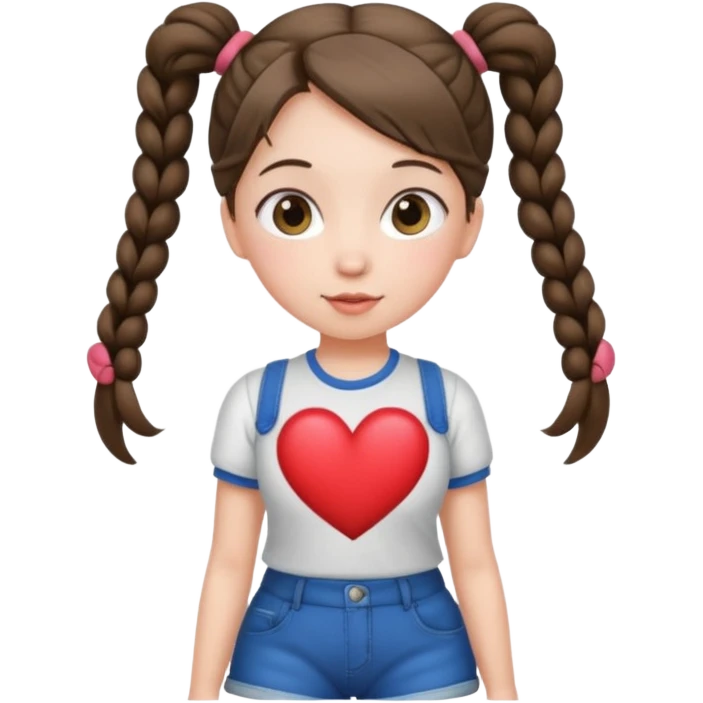 Her hair is in pigtails and her pubic hair is shaped like a heart.  She has wide hips emoji