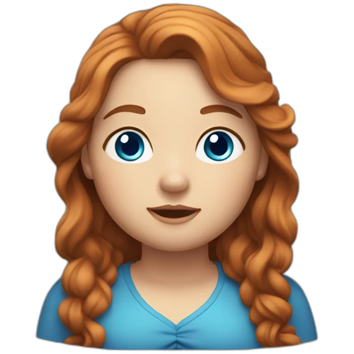 A fat readhead girl with blue eyes and long wave hair emoji