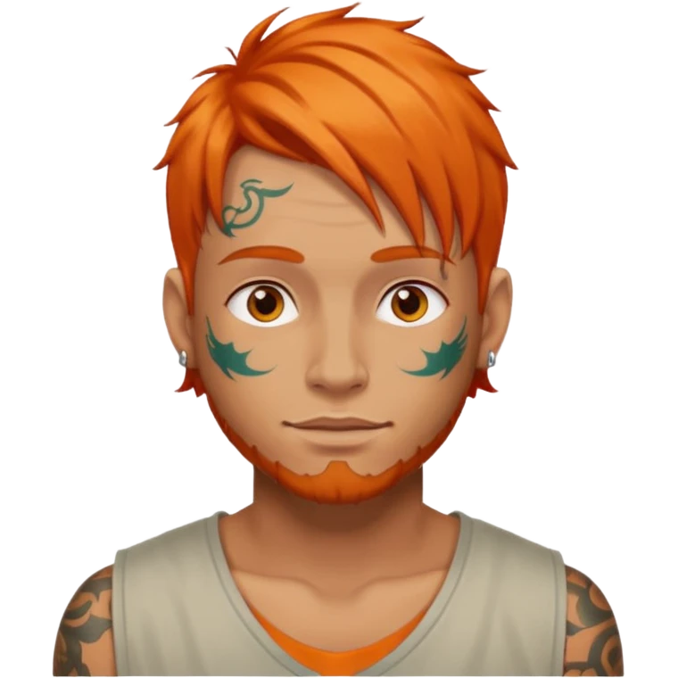 Tattooed man with orange hair emoji