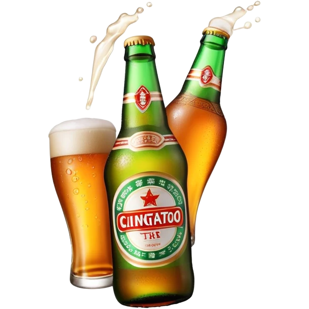 Clinking Tsingtao beer bottles emoji
