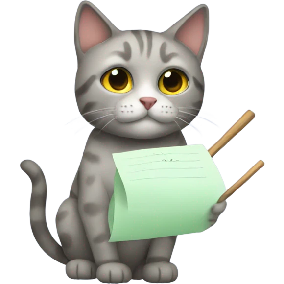 A cat holding stick notes emoji