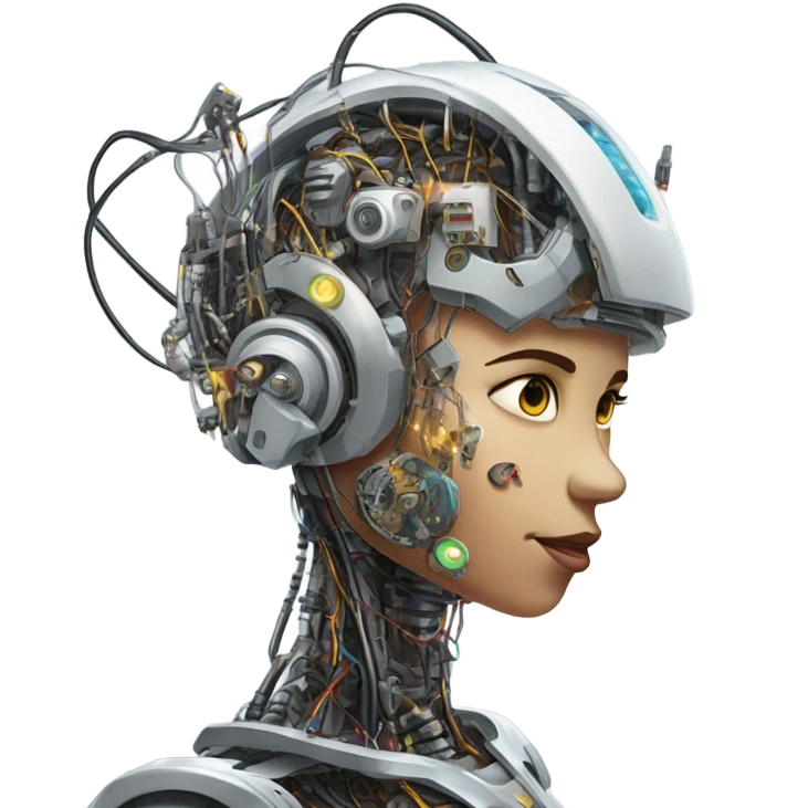 One cyborg performing brain surgery on a robot.  emoji
