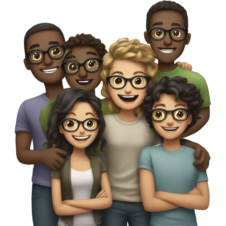 happy moment with friends with glasses emoji