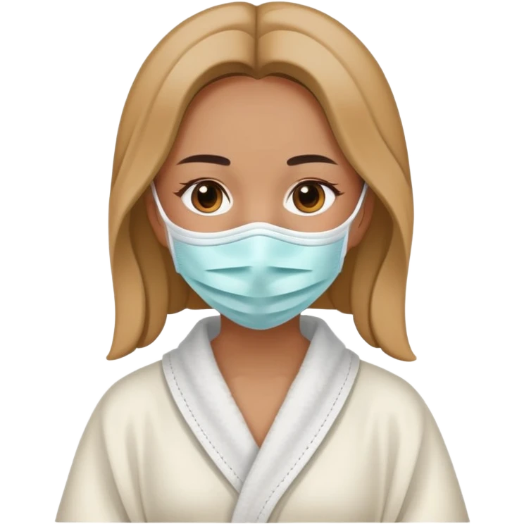 Girl wearing face mask and robe emoji