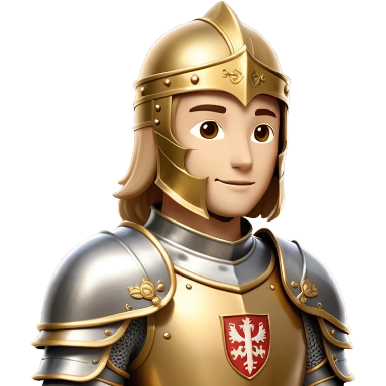 Clash of Clans aesthetic: Beautiful and Majestic Knight Portrait Emoji, Rendered in serene valor with a gentle, confident smile and regal bearing, showcasing a refined, elegantly armored form with polished heraldic accents and softly closed eyes in natural skin tone, Simplified yet exquisitely endearing features, highly detailed, glowing with a soft, majestic light, high shine, calm and heroic, stylized with an air of timeless chivalric grace, soft glowing outline, capturing the essence of a majestic knight whose noble spirit inspires epic quests! emoji