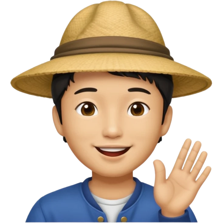 asian man in asian hat blowing a kiss emoji