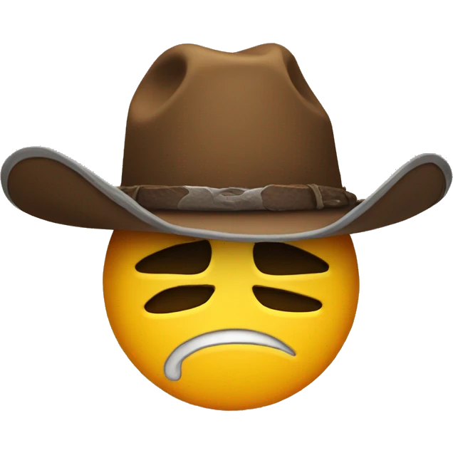 Sad emoji face with a cowboy hat emoji