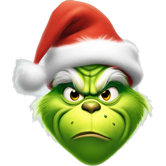 The grinch with a Christmas hat emoji