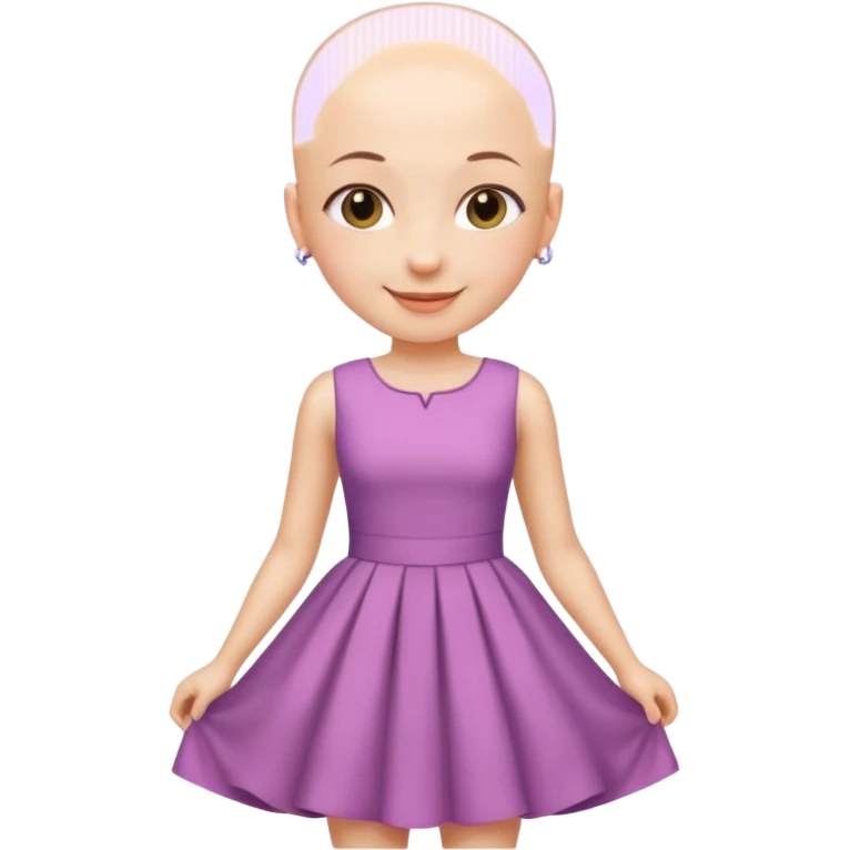 create pretty girl with bald head with pretty dress shot is waist close emoji
