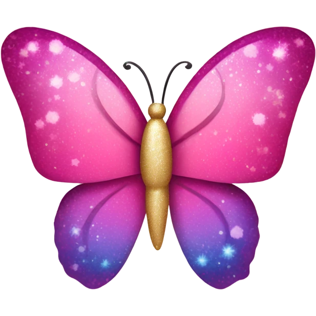 Pink ombre butterfly with heart shaped wings and glitter  emoji
