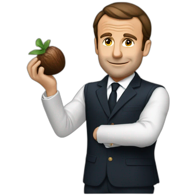 Macron qui boit une coco emoji