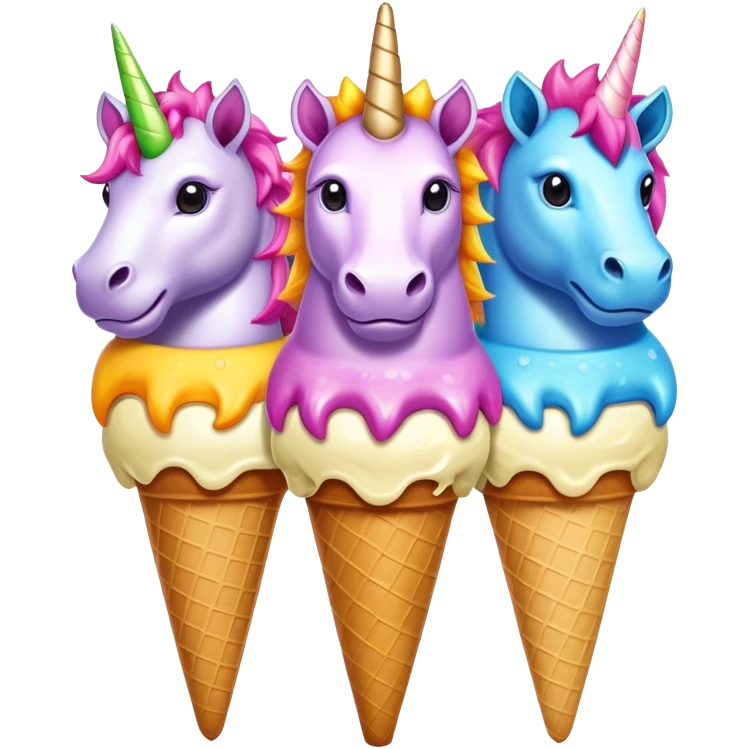ice cream unicorns with crocodile tails and lions manes emoji