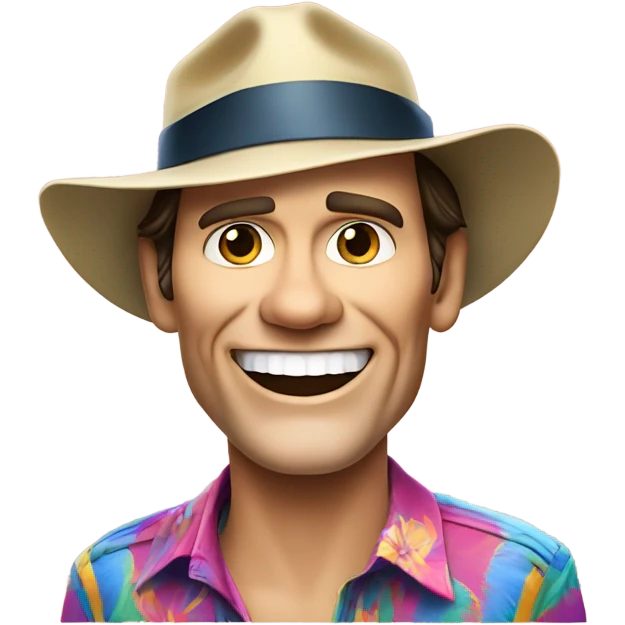 jim carrey face at the beach shirt and hat tour guide look emoji