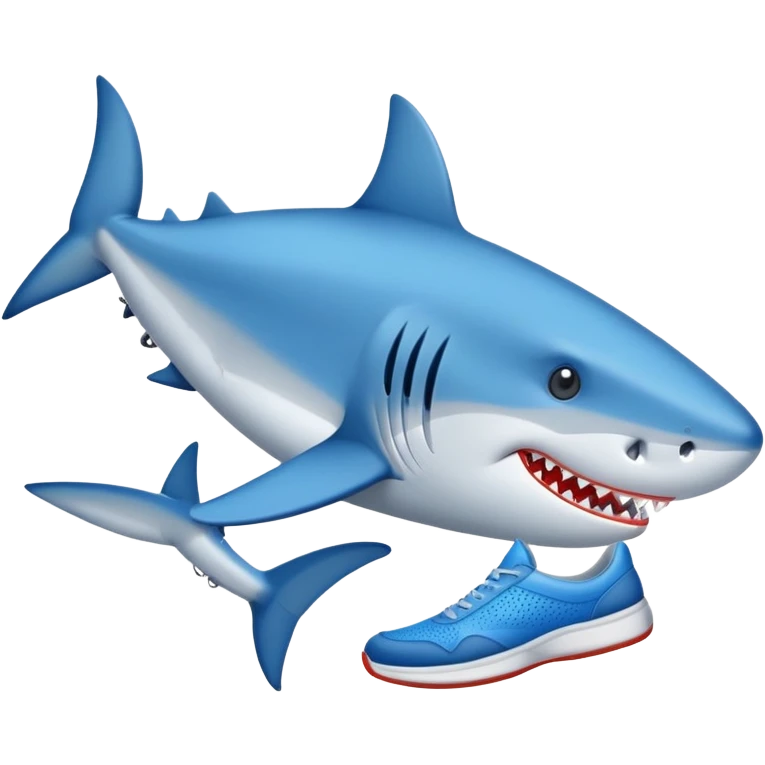 Un tiburón con zapatos tenis azules  emoji