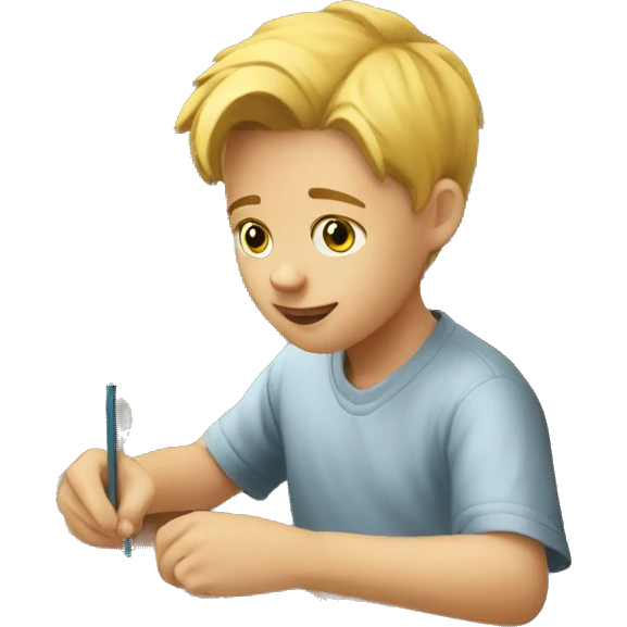 white kid doing homework  emoji