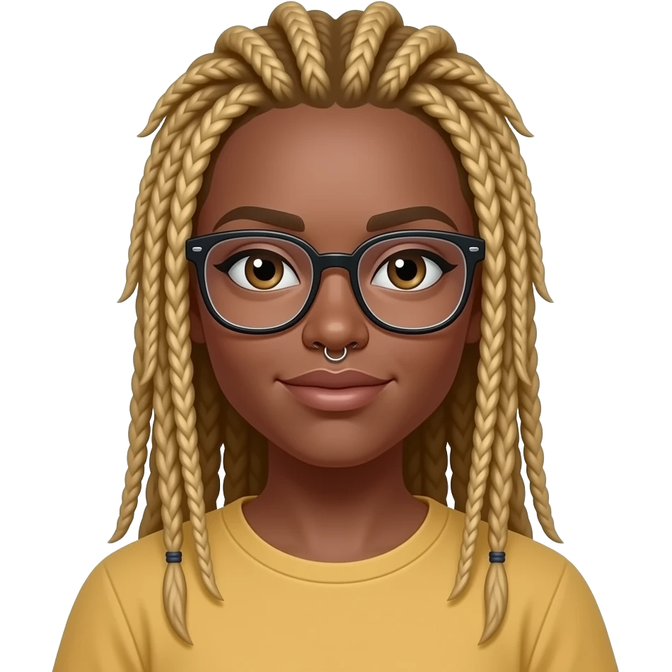 Black girl with blonde locs and eyeglasses and nose piercings emoji