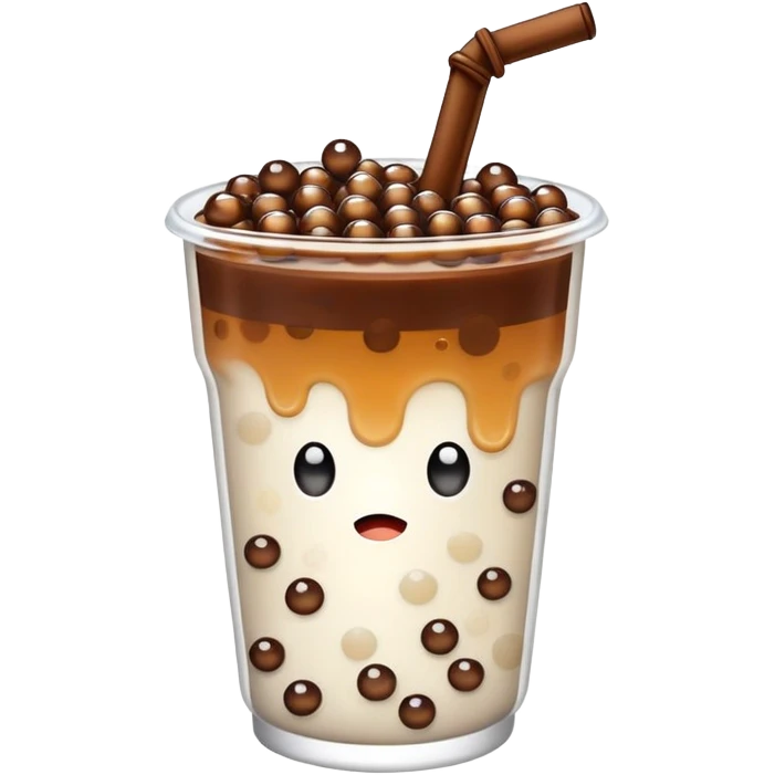A cup of boba that is crying emoji
