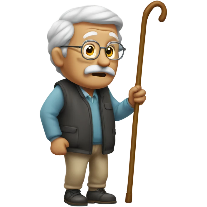 Hunched over grandpa with cane emoji