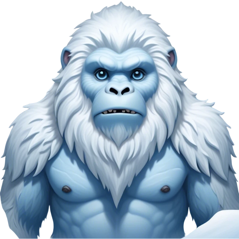 Cinematic Noble Yeti Portrait Emoji, Grand and enigmatic, with a towering, snow-dusted figure in pristine whites and cool blues, exuding ancient, mystical wisdom and stoic majesty, simplified yet exquisitely detailed with frosty textures, glowing with a gentle, icy outline that captures the awe-inspiring presence of a guardian of the frozen wilds! emoji