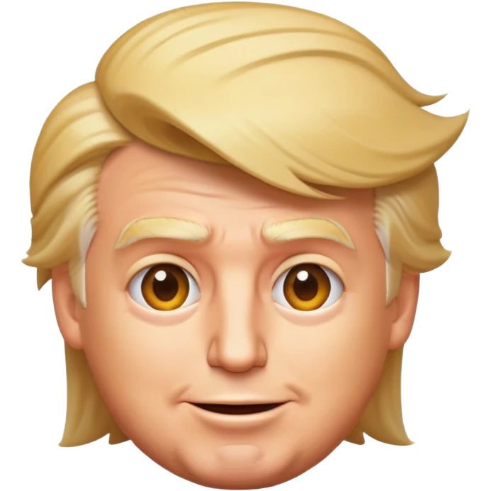 Donald Trump as a playful emoji character, recognizable hairstyle, suit, and expressive face emoji