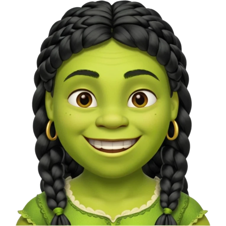 Shrek mit langen schwarzem Zopf und ponny emoji