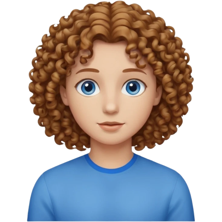 kıvırcık kumral gözü mavi renk emoji