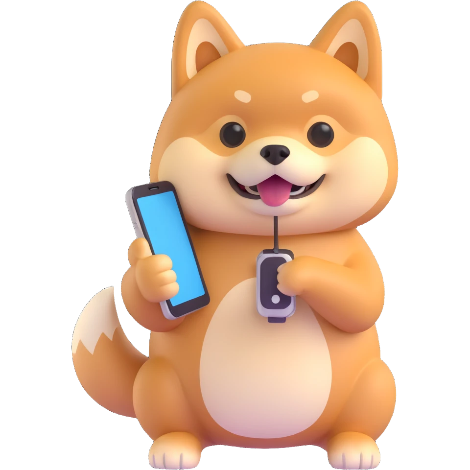 shiba inu holding a phone emoji