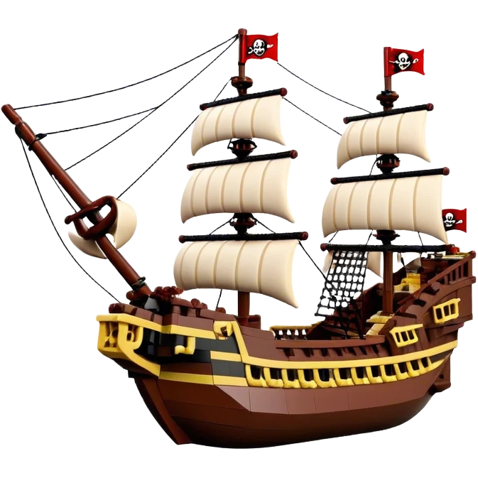 Pirate Ship (Toy) - Lego Pirate Ship (Model Year: 2021) (Iconic colour: Brown with red sails) emoji