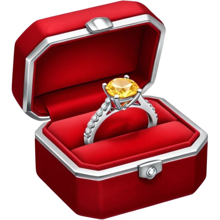 diamond jewelry ring in a red jewelry box emoji