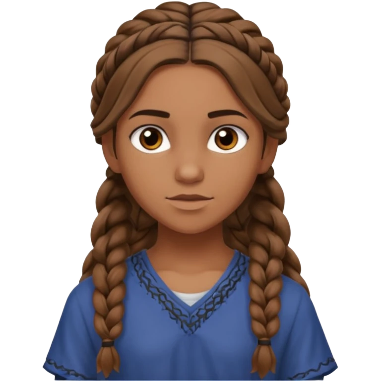Black Annabeth Chase with brown hair half up hair with her whole head covers in braids emoji