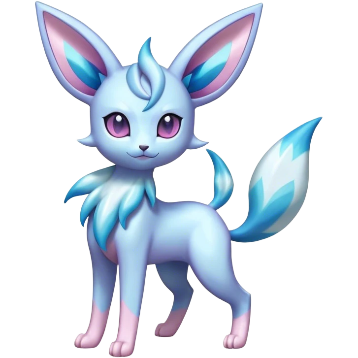 Shiny Cool Sparkly Cute Ethereal Espeon-Sylveon-Glaceon-Fakemon-hybrid-fusion- full body emoji