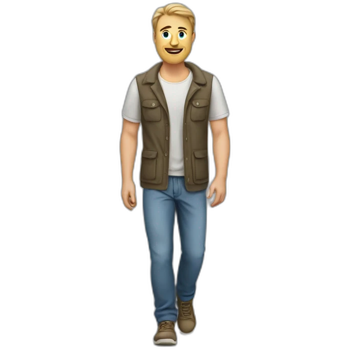 Caucasian man walking with gogles emoji