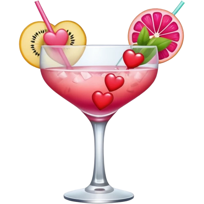 galentines red and pink cocktail with heart emoji