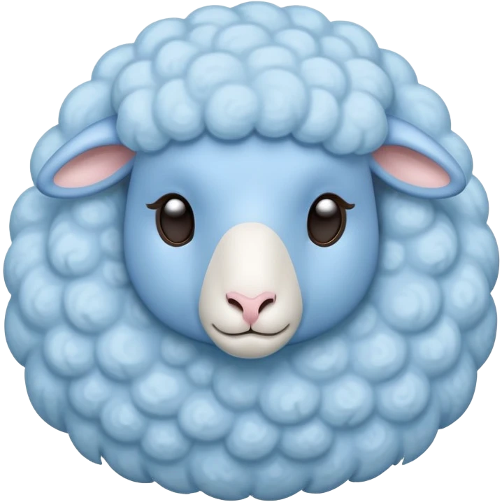 dreamy pastel blue sheep with fluffy wool and sleepy expression, like from a dream emoji