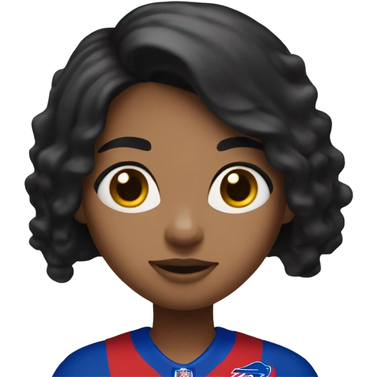 Girl with long black hair wearing buffalo bills jersey emoji