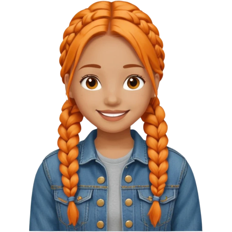 orange braids hair girl, tan skin, wear jean jacket emoji